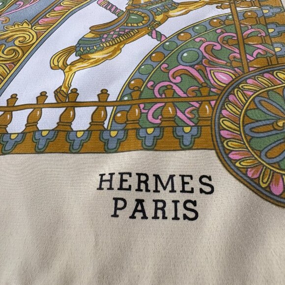 RARE Vintage HERMÈS Carousel Silk Scarf FRANCE 35" - Picture 2 of 9